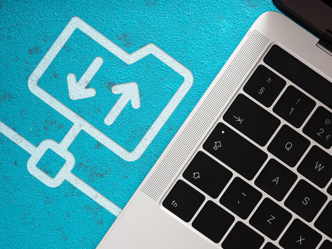 Uploading downloading files with laptop technology