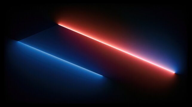 Blue and red neon lines in dark space