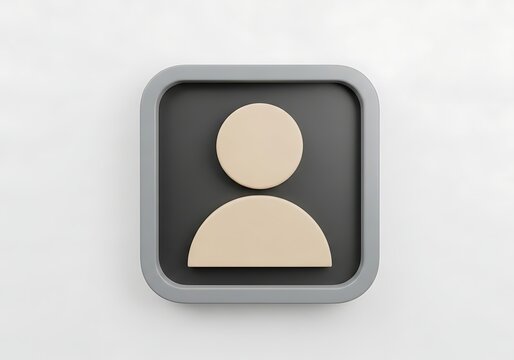 Minimal person silhouette icon in square frame