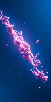 Cosmic drifters float across a deep blue expanse, glowing, whispy
