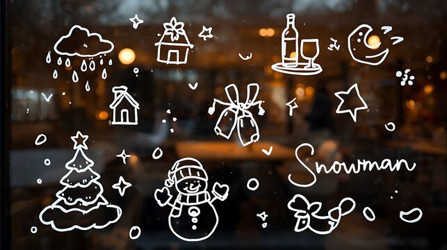 Cozy Winter Window Doodles: Hand-Drawn Christmas & Holiday Illustrations