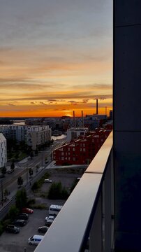 Vertical Sunset over Jatkasaari Helsinki Cityscape