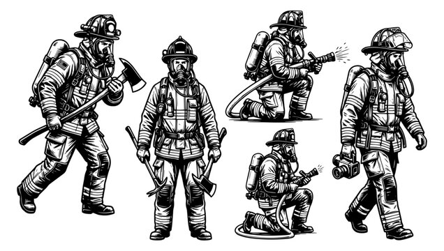 Military soldiers in camouflage gear standing and crouching. Armed tactical team in combat uniforms preparing for action.