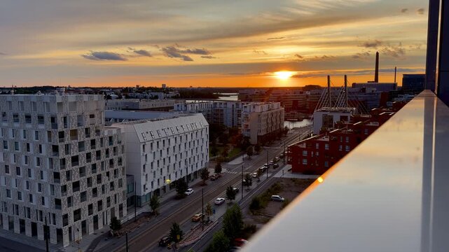 Summer Sunset over Jatkasaari Helsinki City Buildings