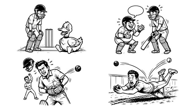 Vintage baseball player batting swing illustration. Retro cartoon athlete hitting ball in classic sports action pose.