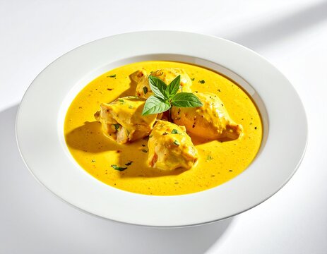 Chicken coconut curry. Traditional malagasy akoho sy voanio featuring tender chicken chunks in rich yellow coconut milk sauce.