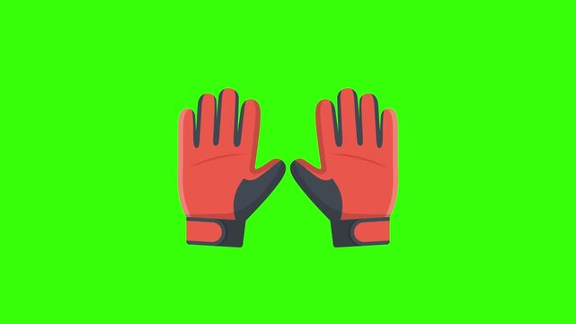 Animated Protective Work Gloves Icon Moving Loop on Green Screen