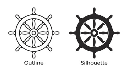 Ship Wheel Outline and Silhouette © Mohiuddin123