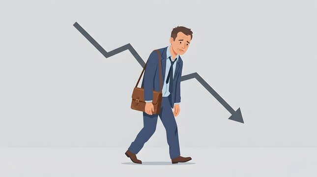 Broken Businessman Disappointed With Bad Financial Result