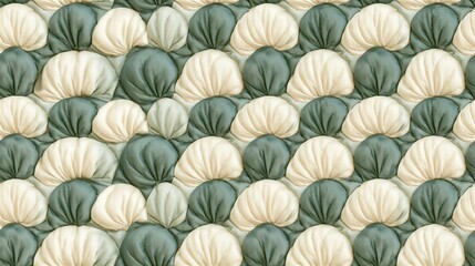 Obraz premium Seamless repeating pattern of soft quilted puff in sage and cream tone