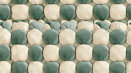 Obraz premium Seamless repeating pattern of soft quilted puff in sage and cream tone with soft copy space for text