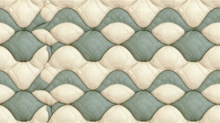 Obraz premium Seamless repeating pattern of soft quilted puff in sage and cream tone with gentle depth and glow