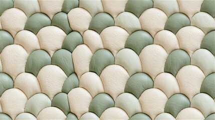 Obraz premium Seamless repeating pattern of soft quilted puff in sage and cream tone in a calm minimal composition