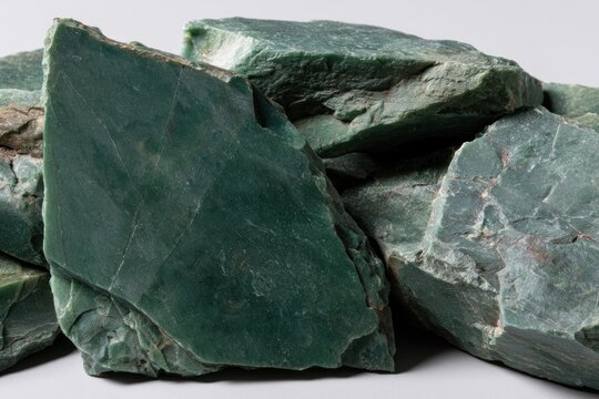 Pile of raw green jade stones.