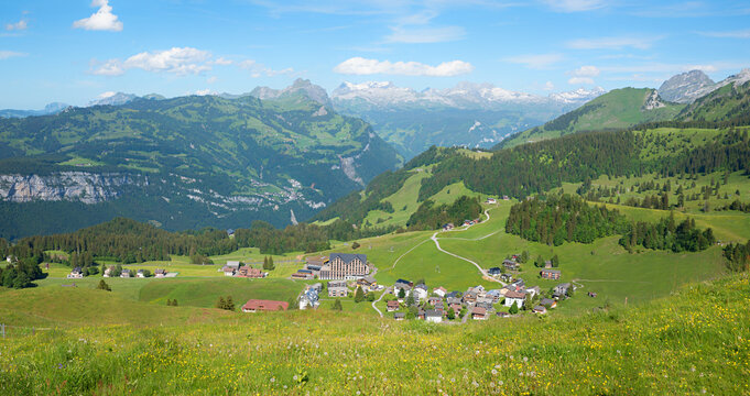 beautiful tourist resort Stoos, Car-free village in the Canton of Schwyz, switzerland