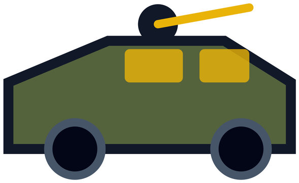 Military armored tactical vehicle transporting troops illustration