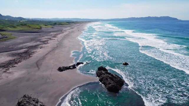 南房総のまっすぐな海岸を空撮