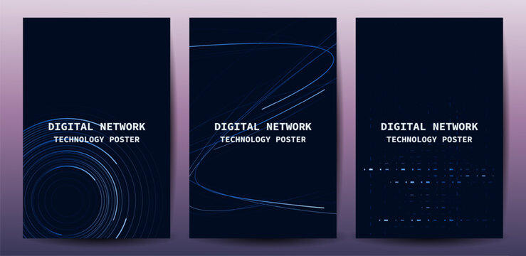 Digital Network Technology Poster Background Set