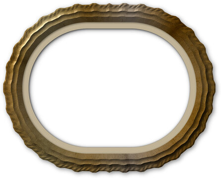 Gold oval picture frame with transparent background shadow