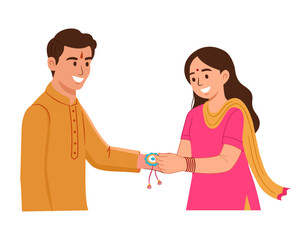Fototapeta premium happy raksha bandhan indian festival brother and sister celebration vector illustration