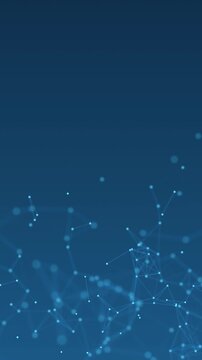 Blue Digital Network Connection Motion Background,Abstract Technology Data Nodes Animation for Artificial Intelligence,Corporate & AI Video Stream vertical  social media design element