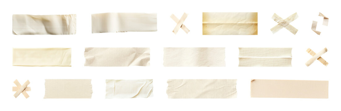 PNG Collection of various adhesive tape strips and shapes, transparent background