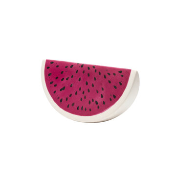 Fresh Ripe Watermelon Slice with Black Seeds