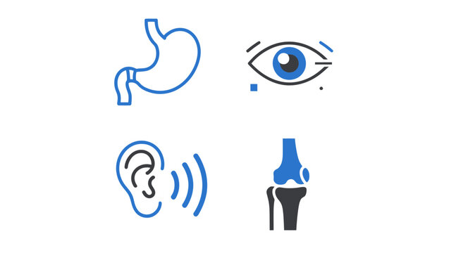 Medical Icons Representing Human Organs and Body Parts.