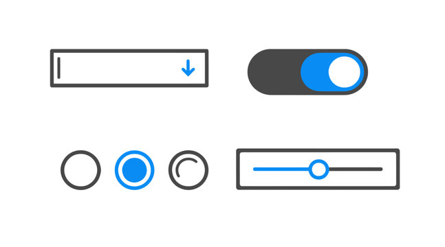 User interface elements for digital applications and websites.