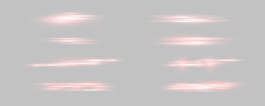 Smooth illuminated ribbons drift horizontally with refined gradients and natural fading. Bright centers gradually dissolve into transparent edges. Excellent for advertising and multimedia projects.