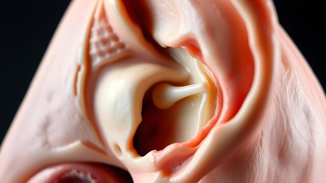 Detailed anatomical model of the human middle ear, focusing on the incus bone.