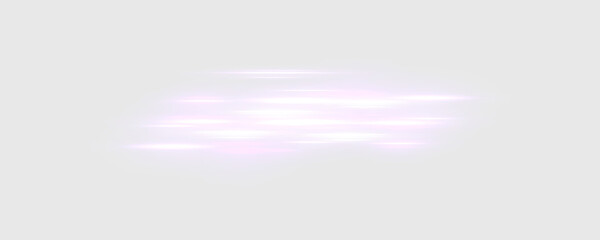 Naklejka premium Luminous horizontal light trails produce a clean futuristic motion effect. Soft glowing lines suggest speed and digital energy. Perfect for transparent graphic overlays.
