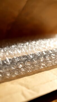 Close up of bubble wrap protecting an item