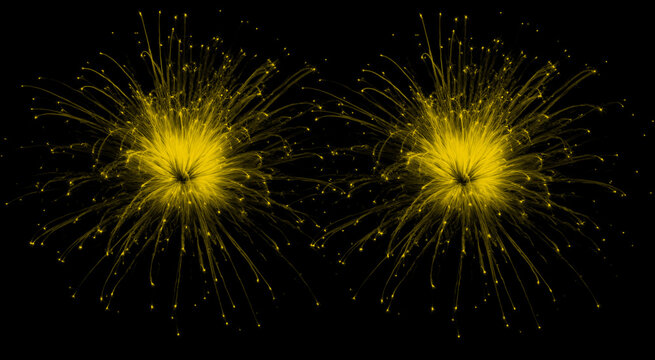 Yellow Spiky Firework Burst Brush Set on Black Background &mdash; Two Starburst Energy Clusters, Adobe Photoshop Brush Pack

