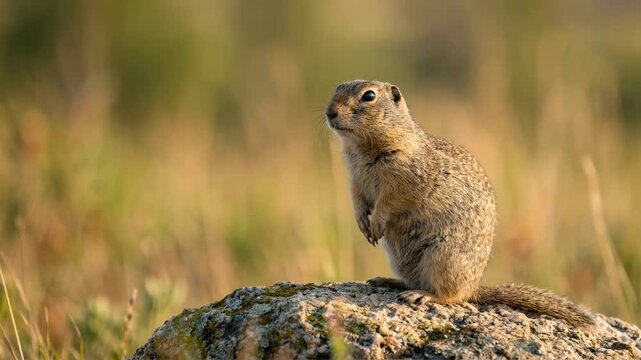ground squirrel close up at morning light in california grassland usa video