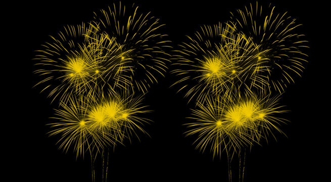 Golden Fireworks Burst Brushes Set on Black Background &mdash; 4 Sparkler Starburst Designs, Adobe Photoshop Brush Pack

