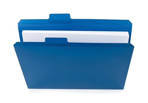 Blue hanging file folder organizer with tabs
