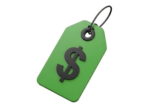 Green price tag with dollar symbol icon