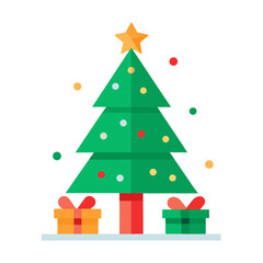 Obraz premium Decorated Christmas Tree with Gift Boxes Vector 