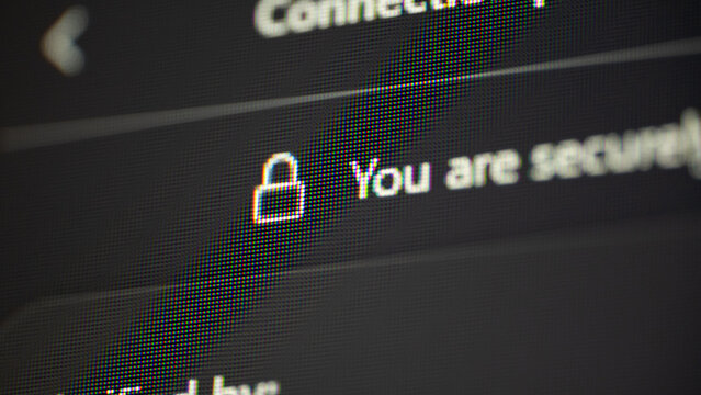 Secure connection padlock icon on digital screen
