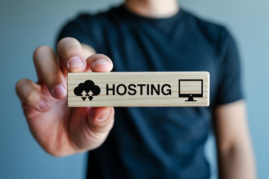Person holding wood block with hosting