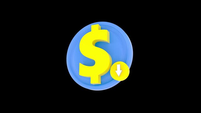 3D dollar sign with down arrow