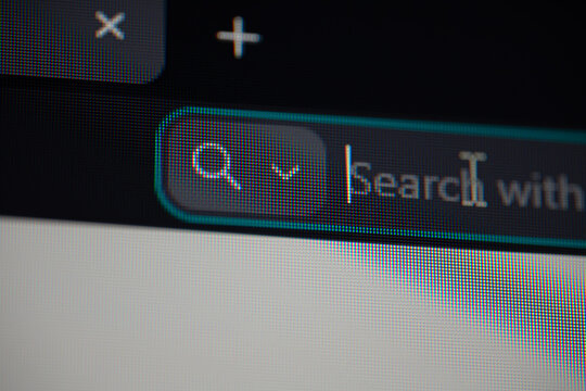 Web browser displaying search bar with blinking cursor