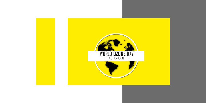 World Ozone Day Concept with Earth Globe Icon on Yellow Background, September 16 International Day for the Preservation of the Ozone Layer Banner