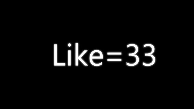 Minimalist white digital text display showing twenty likes on a solid deep black background surface