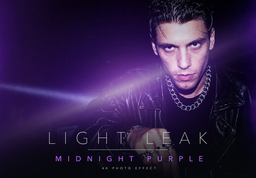 Light Leak Photo Effect Template - Midnight Purple Violet Moody Night Retro Analog Film Look