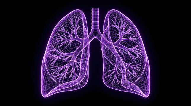 Intricate wireframe vascular structure of human lungs