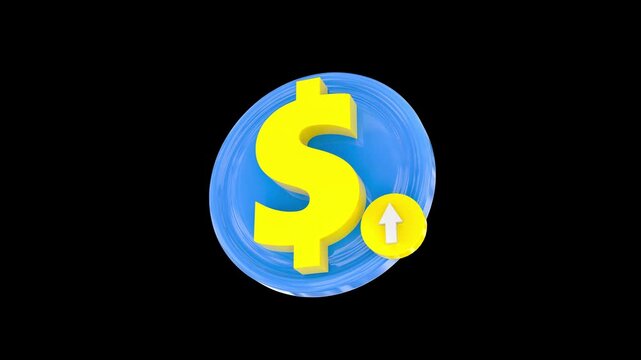 3D dollar sign with up arrow