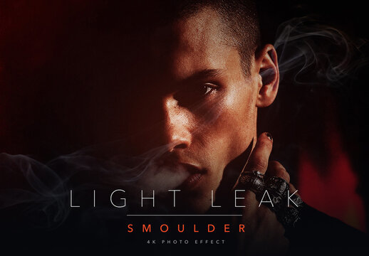 Light Leak Smoulder Photo Effect Template - Dark Moody Vintage Retro Analog Film Ember Red Smoke Look