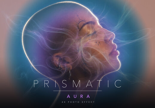 Prismatic Rainbow Aura Photo Effect Template - Iridescent Spiritual Energy Halo Glow Portrait Look